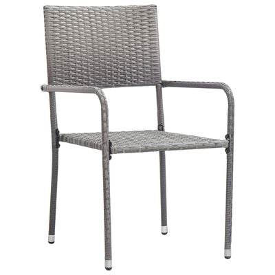 vidaXL Tuinstoelen 6 st stapelbaar poly rattan grijs