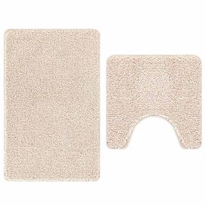 vidaXL Antislip Badmat Set 2 st Cr&egrave;mekleurig 50 x 50 cm PP