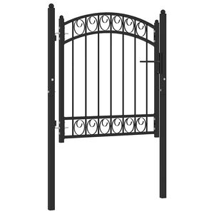 vidaXL Poort met gebogen bovenkant 100x100 cm staal zwart