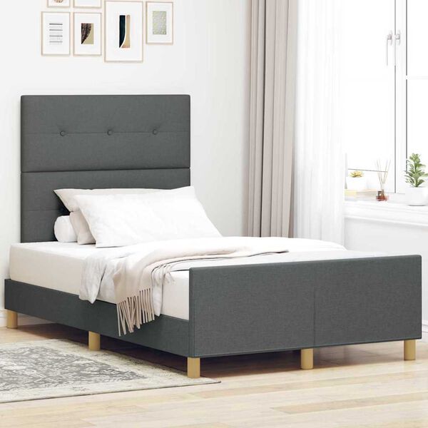vidaXL Bedframe met hoofdeinde Donkergrijs 120 x 190 cm Stof