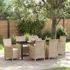 vidaXL Tuin eettafelset 7 pcs Beige poly rattan