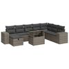 vidaXL 9-delige Loungeset met kussens poly rattan grijs
