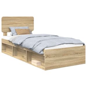 vidaXL Bedframe met hoofdeinde Sonoma 100 x 200 cm Massief grenenhout