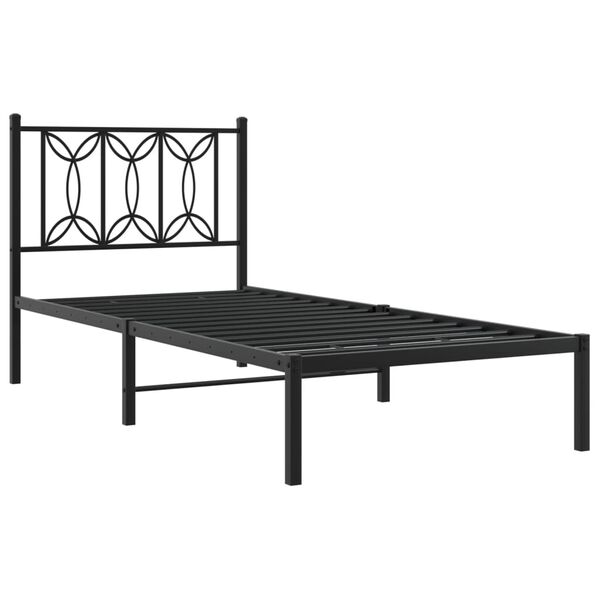 vidaXL Bedframe met hoofdbord metaal zwart 90x190 cm