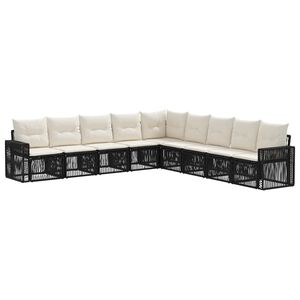 vidaXL Tuinbankenset 9 pcs Zwart en Cream Wit poly rattan
