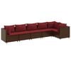 vidaXL 6-delige Loungeset met kussens poly rattan bruin