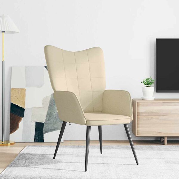 vidaXL Relaxstoel stof cr&egrave;mekleurig