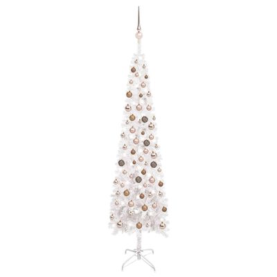 Civiel Leeuw slinger vidaXL Kerstboom met LED's en kerstballen smal 210 cm wit online kopen |  vidaXL.be