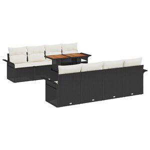 vidaXL Tuinbankenset 7 st Zwart en Cr&egrave;me poly rattan