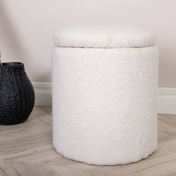 Venture Home Poef Limpen 32x32x40 cm teddy wit