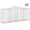 vidaXL Schanskorven 2 st gewelfd 300x50x120/140 cm ijzer