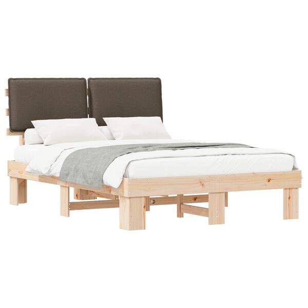 vidaXL Bedframe met Gevoerd Hoofdgedeelte Taupe 150 x 200 cm