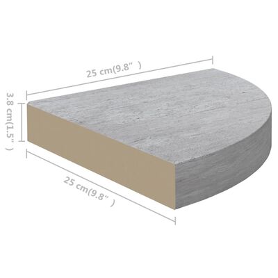 vidaXL Hoekwandschappen 2 st 25x25x3,8 cm MDF betongrijs