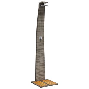 vidaXL Buitendouche 55x60x224 cm poly rattan en acaciahout grijs