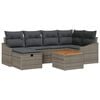 vidaXL Tuinbankenset met kussen met opslag 7 pcs Grijs poly rattan