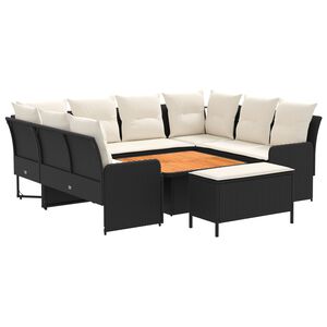 vidaXL Meubelsets 7 st Zwart en Cr&egrave;me PE Rattan