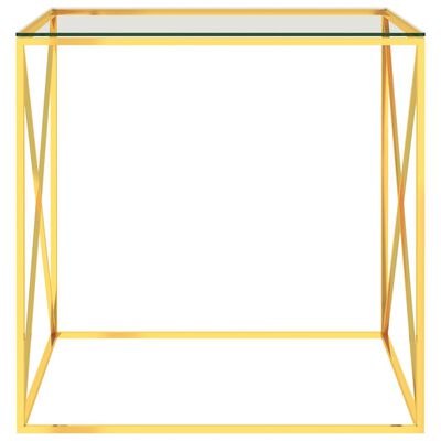 vidaXL Salontafel 55x55x55 cm roestvrij staal en glas goudkleurig