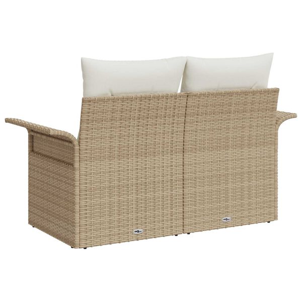 vidaXL Tuinbank met kussen Beige 141 x 62 x 69cm poly rattan