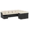 vidaXL 10-delige Loungeset met kussens poly rattan zwart