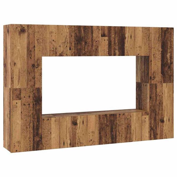 vidaXL Tv-meubelset Wandgemonteerd 8 pcs Oud Hout Bewerkt hout