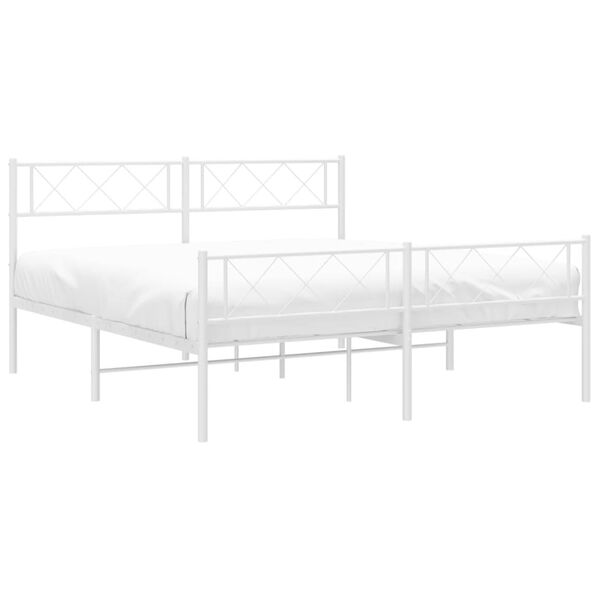 vidaXL Bedframe met hoofd- en voeteneinde metaal wit 140x200 cm