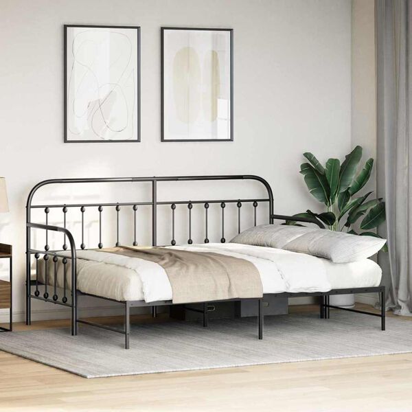 vidaXL Bedframe voor een daybed Zwart 75 x 190 cm Gepoedercoat staal