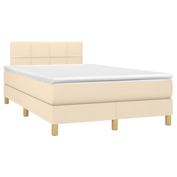 vidaXL Boxspring met matras en LED stof crèmekleurig 120x200 cm