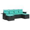 vidaXL 6-delige Loungeset met kussens poly rattan zwart