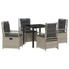 vidaXL Tuin eettafelset 5 st Lichtgrijs poly rattan