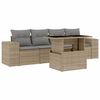 vidaXL 5-delige Loungeset met kussens poly rattan beige