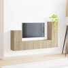 vidaXL Tv-meubelset Wandgemonteerd 3 pcs Sonoma Eiken Bewerkt hout