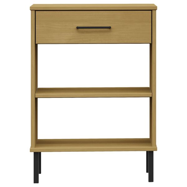 vidaXL Wandkast met metalen poten OSLO massief grenenhout bruin