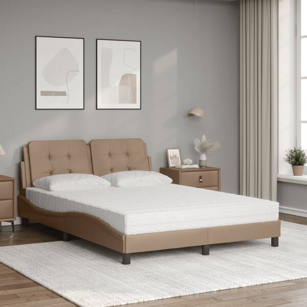vidaXL Bedframe zonder matras "Zadar" kunstleer cappuccinokleurig 140x190 cm