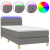 vidaXL Boxspring met matras en LED stof donkergrijs 100x200 cm