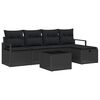 vidaXL Bankstel met kussen met opslag 6 pcs Zwart poly rattan