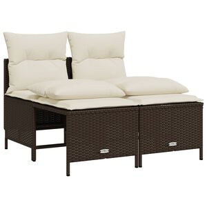 vidaXL 4-delige Loungeset met kussens poly rattan bruin
