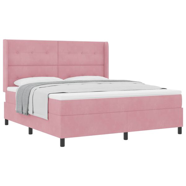 vidaXL Boxspringbed met matras Roze 180 x 200 cm Fluweel