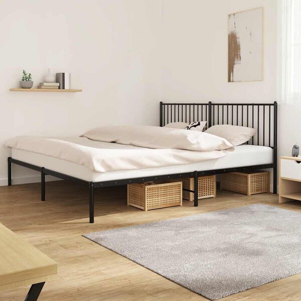 vidaXL Bedframe met hoofdbord metaal zwart 200x200 cm