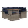 vidaXL Tuin Sofa Set met kussen met opslag 5 pcs grijs en marineblauw
