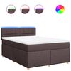 vidaXL Boxspring met matras stof donkerbruin 140x190 cm