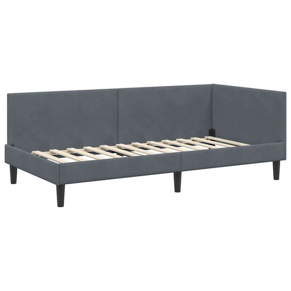 vidaXL Hoekbedframe Donkergrijs 80 cm x 200 cm VelvetenPlywood