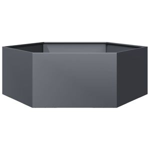 vidaXL Plantenbak zeshoek 138x120x45 cm staal antracietkleurig