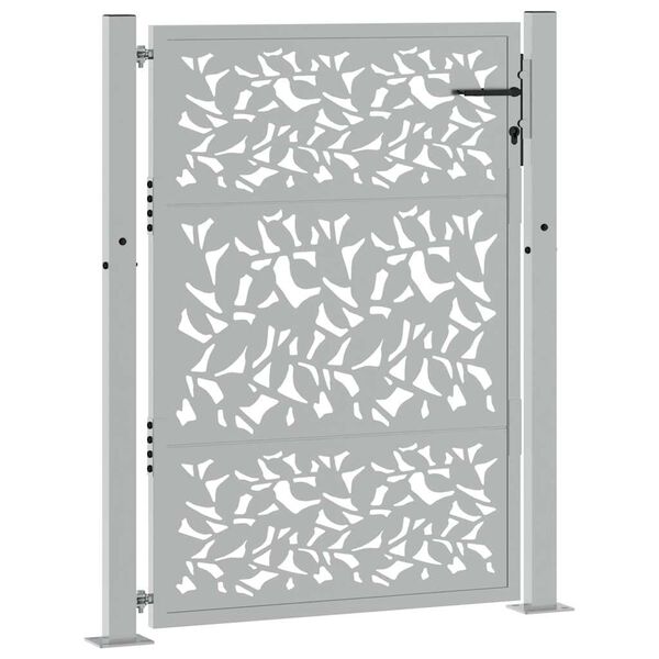 vidaXL Poort met bladontwerp 100x125 cm weervast staal