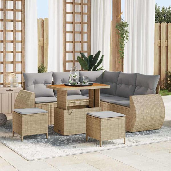 vidaXL Tuinbankenset 8 pcs Beige poly rattan