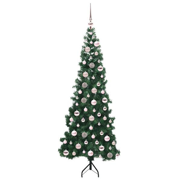 vidaXL Hoek Kunstkerstboom met 300 LED Groen 180 cm PVC en Metaal