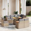 vidaXL 9-delige Loungeset met kussens poly rattan beige