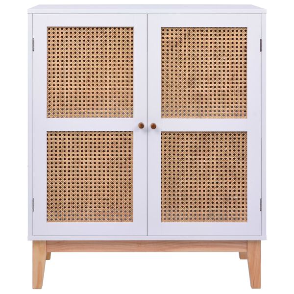 vidaXL Dressoir 80x35x100 cm MDF en rattan wit