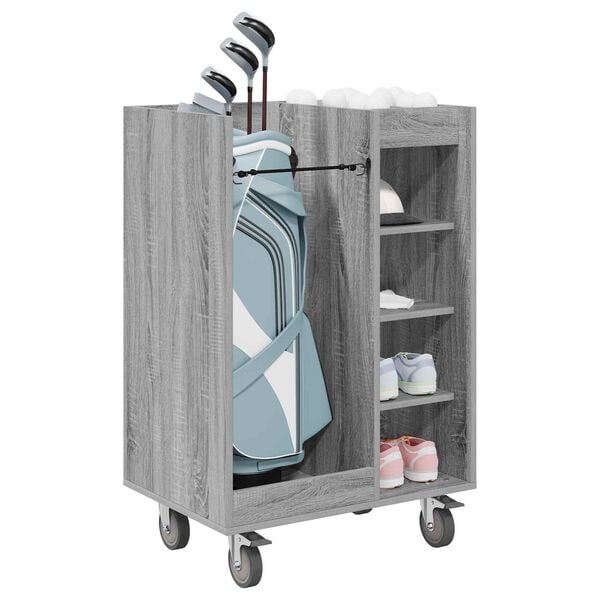 vidaXL Golfkast met wiel Effen Grijs Sonoma 65 x 45 x 98 cm