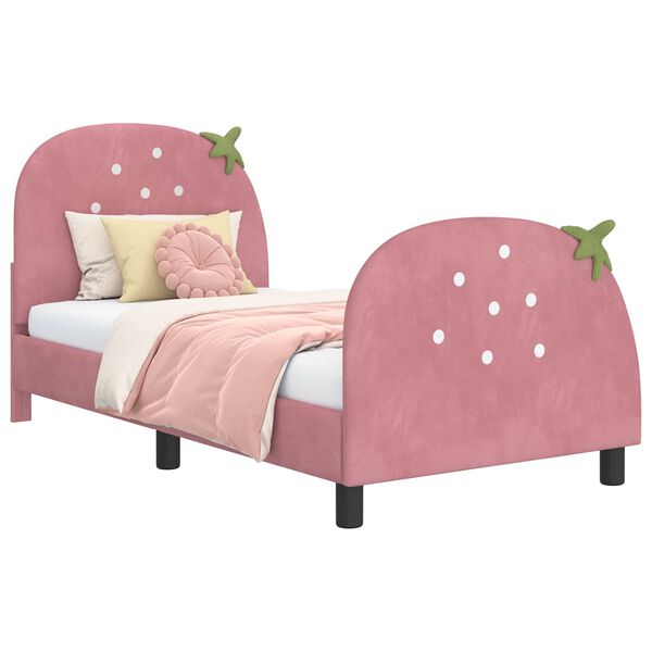 vidaXL Bedframe voor kinderen met hoofdbord Roze 80 x 160 cm Fluweel