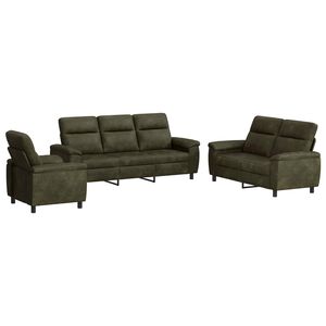vidaXL Bankstel 3 pcs Legergroen Nep Suede Leer